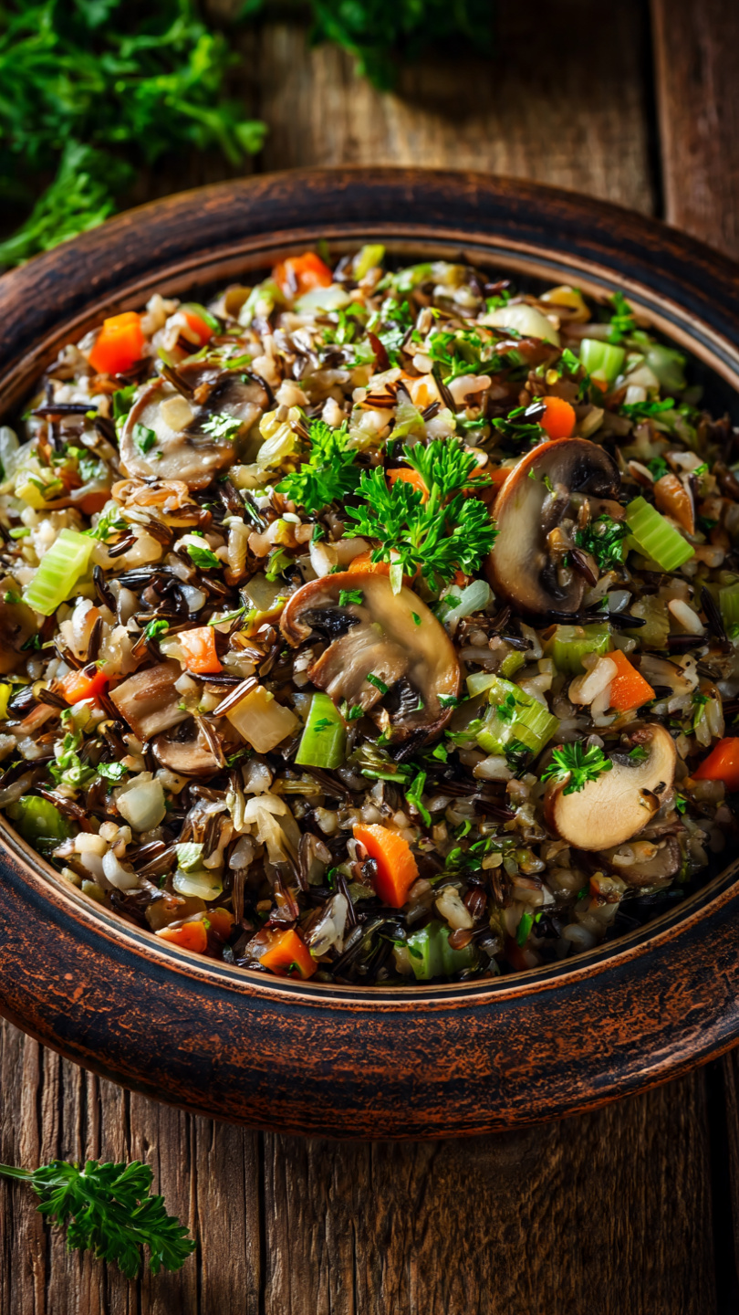 Creamy Vegetarian Wild Rice and Mushroom Soup