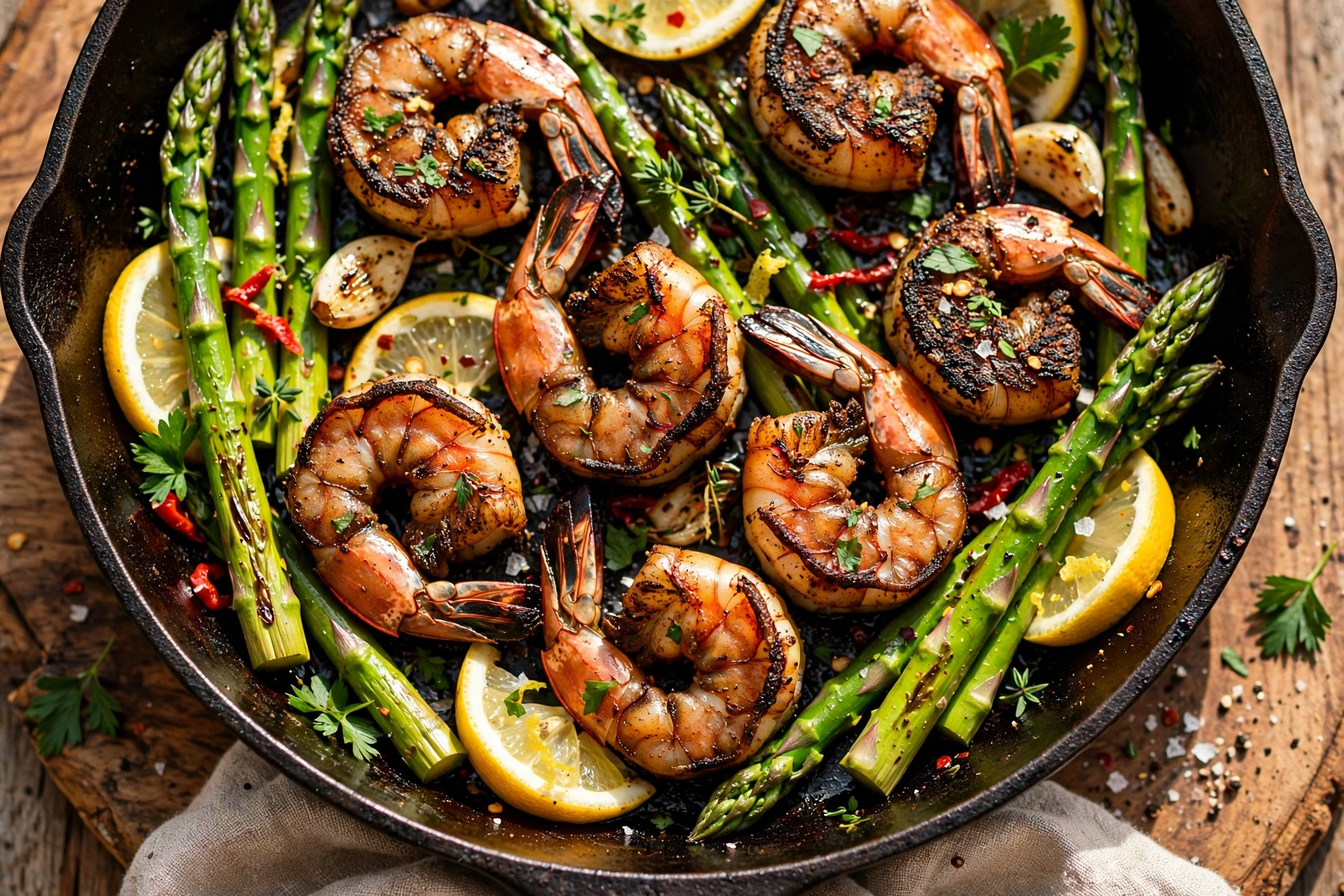 Blackened Shrimp and Asparagus Skillet